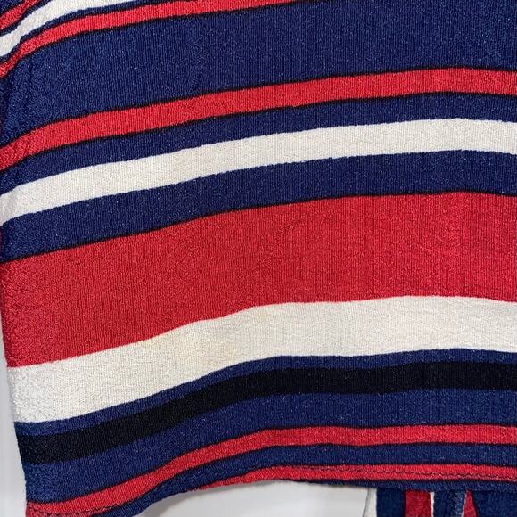 Zara Nautical Red White Blue Striped Drape Tie Waist V-Neck Top Size Small - Picture 12 of 12